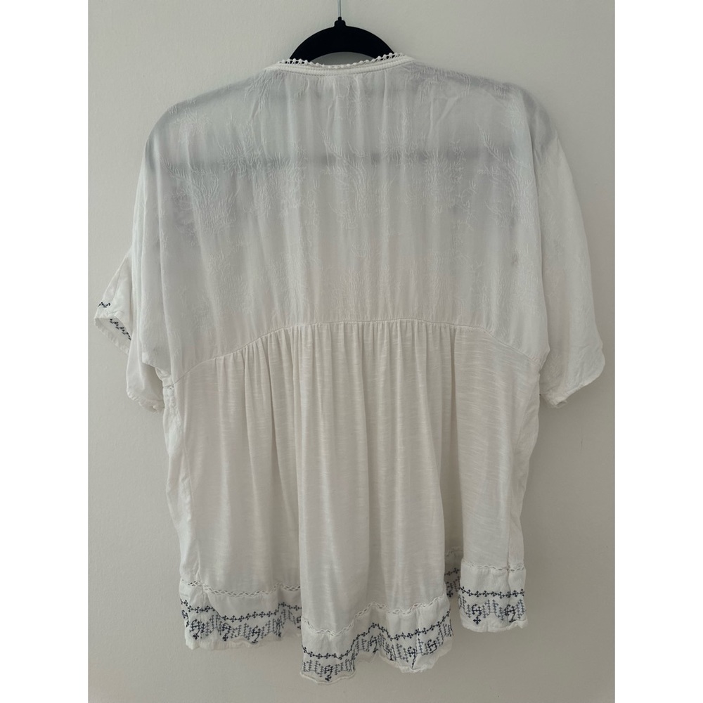 Knox Rose White Short Sleeve Embroidered Peasant Top - Picture 4 of 7